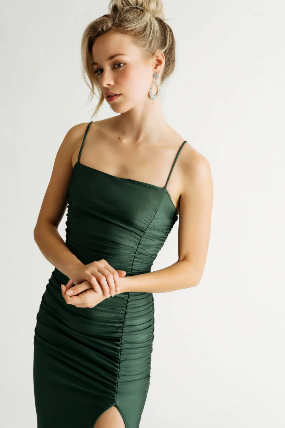 Tobi Time To Go High Slit Bodycon Maxi Dress - Copper Brown