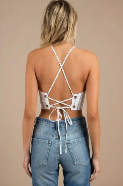Tobi Tinesha Crop Top - Blue And White