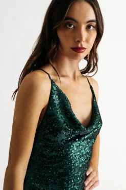 Tobi Tiny Secret Sequin Cross Back Mini Dress -