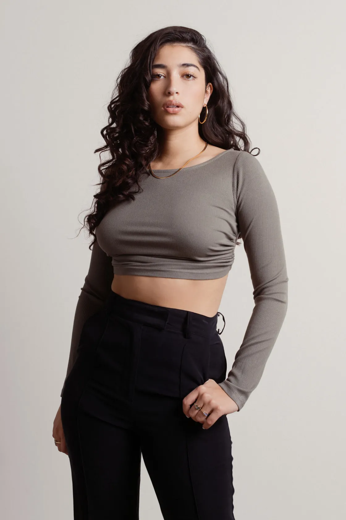 Tobi Tomo Crop Top - Olive