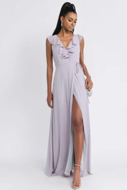 Tobi Treasure Me Plunging High Slit Maxi Dress - Lilac