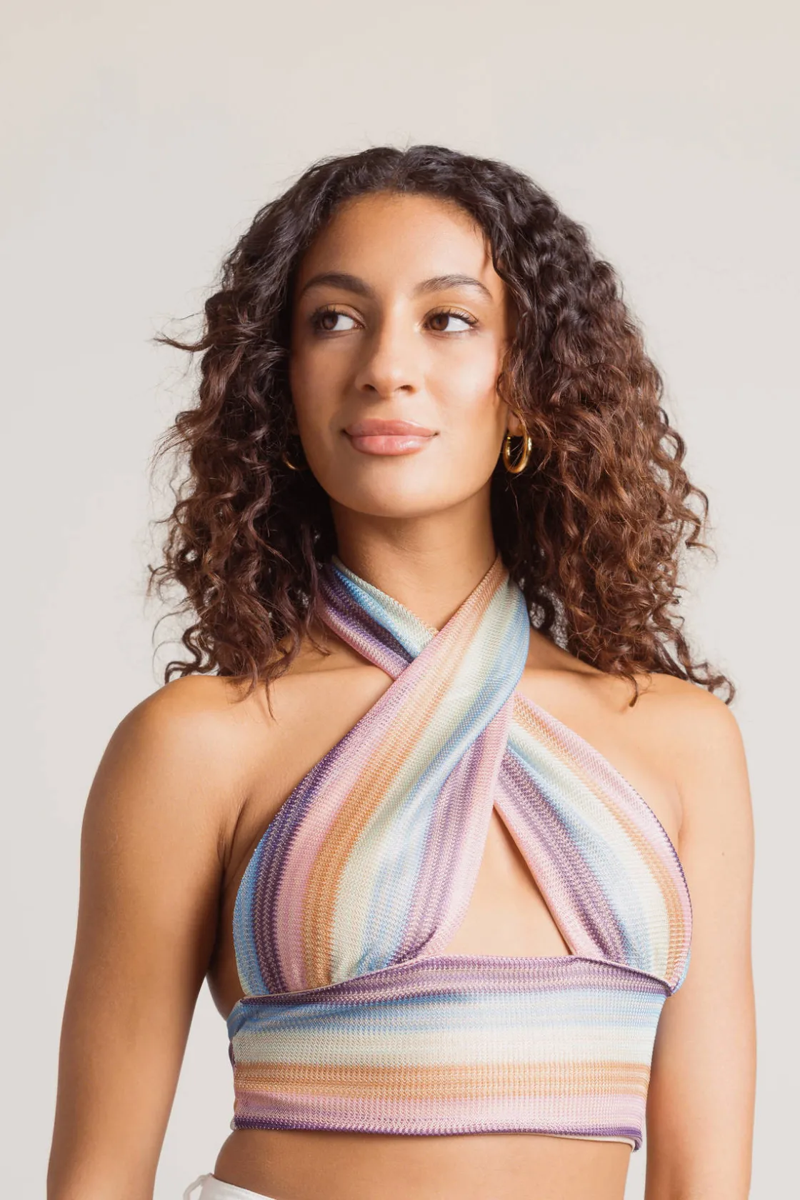Tobi Tropical Weather Crop Top - Pink Green Multi