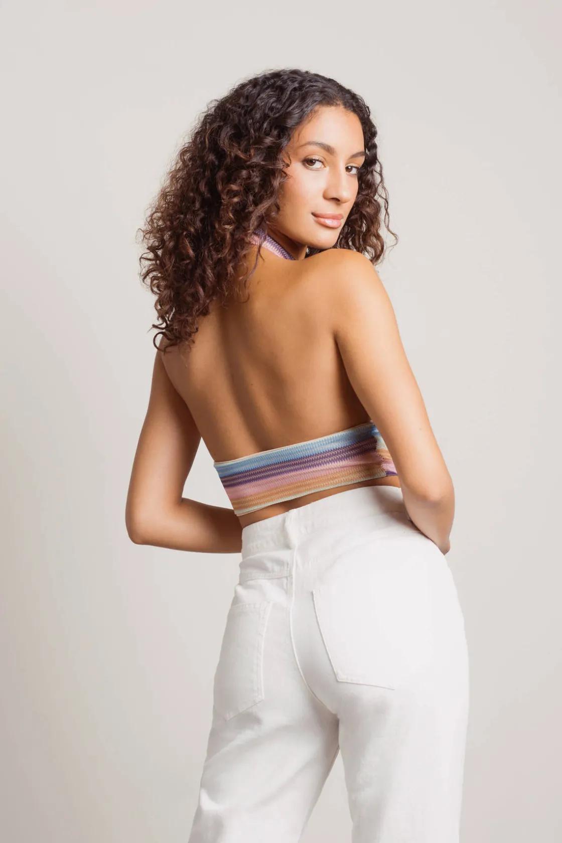 Tobi Tropical Weather Crop Top - Pink Green Multi