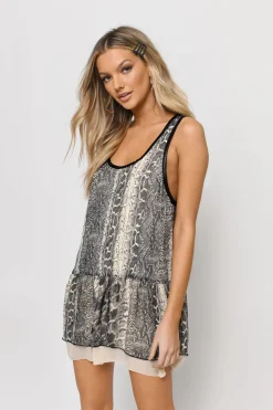 Tobi Turn It Loose Snake Print Open Back Mini Dress -