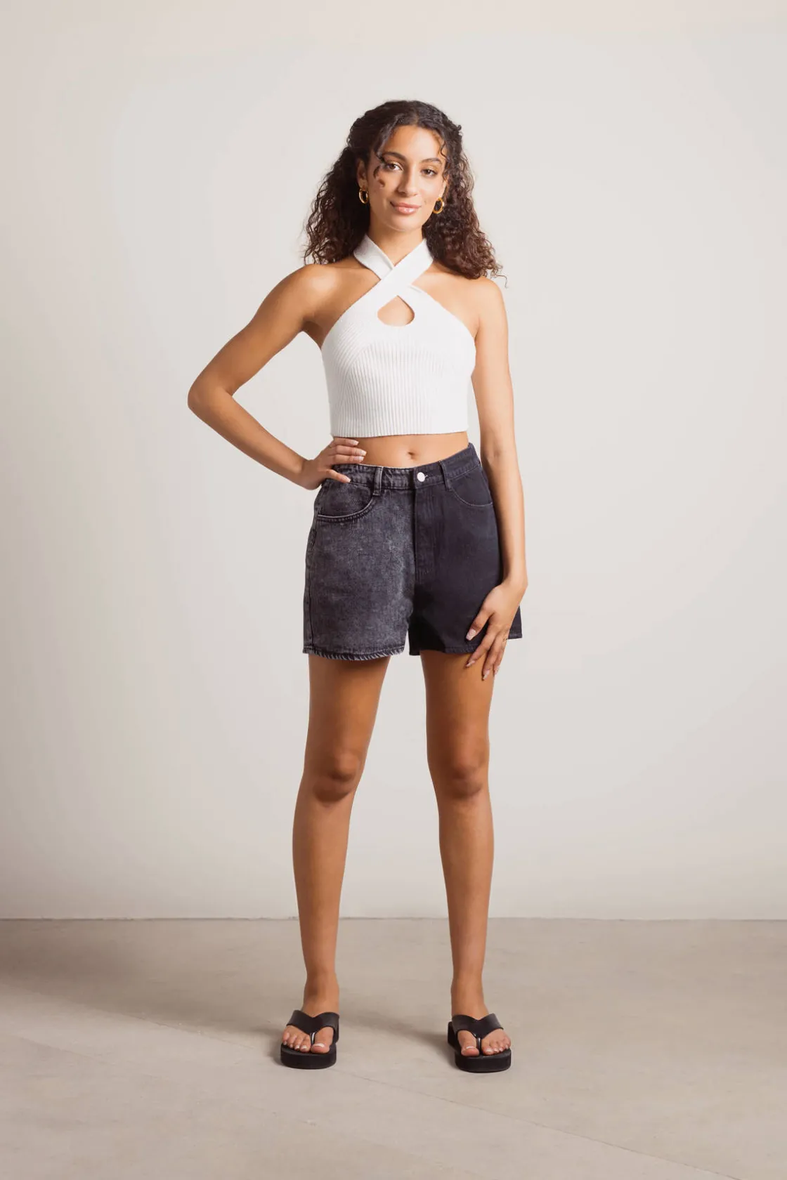 Tobi Two Face Denim Shorts -