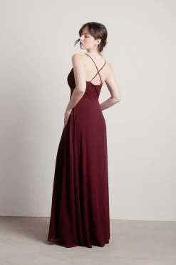 Tobi Unforgettable Lace High Slit Maxi Dress - Mauve