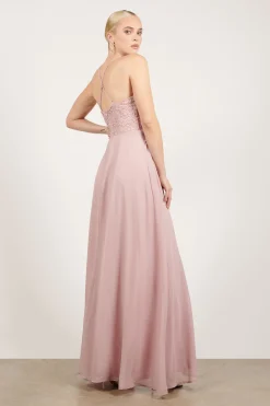 Tobi Unforgettable Lace High Slit Maxi Dress - Mauve