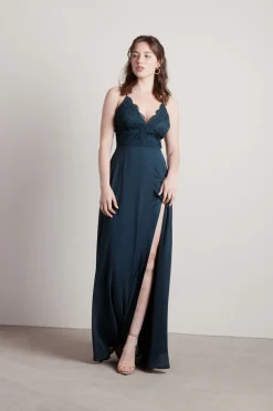 Tobi Unforgettable Lace High Slit Maxi Dress - Mauve