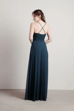 Tobi Unforgettable Lace High Slit Maxi Dress - Mauve
