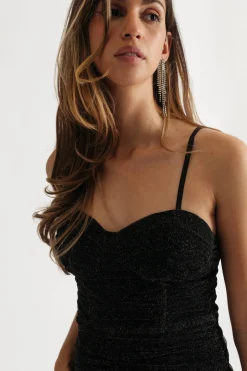 Tobi Up All Night Glitter Mermaid Midi Dress - Black