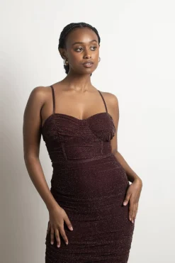 Tobi Up All Night Glitter Mermaid Midi Dress - Black