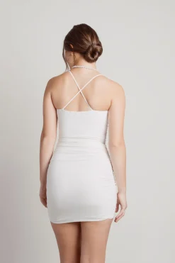Tobi Vaea Cross Back Bodycon Mini Dress - Taupe