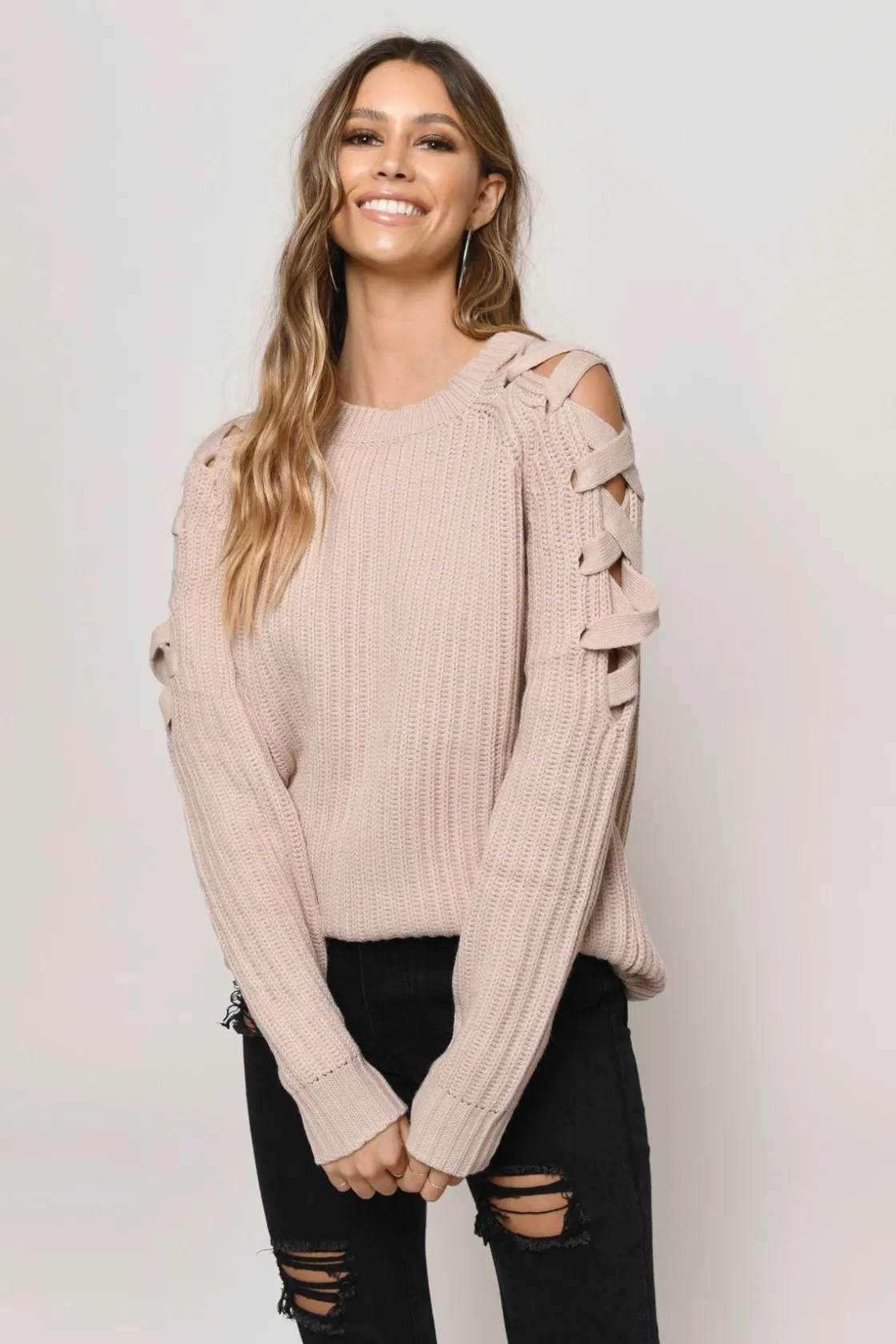 Tobi Vana Cold Shoulder Sweater - Grey