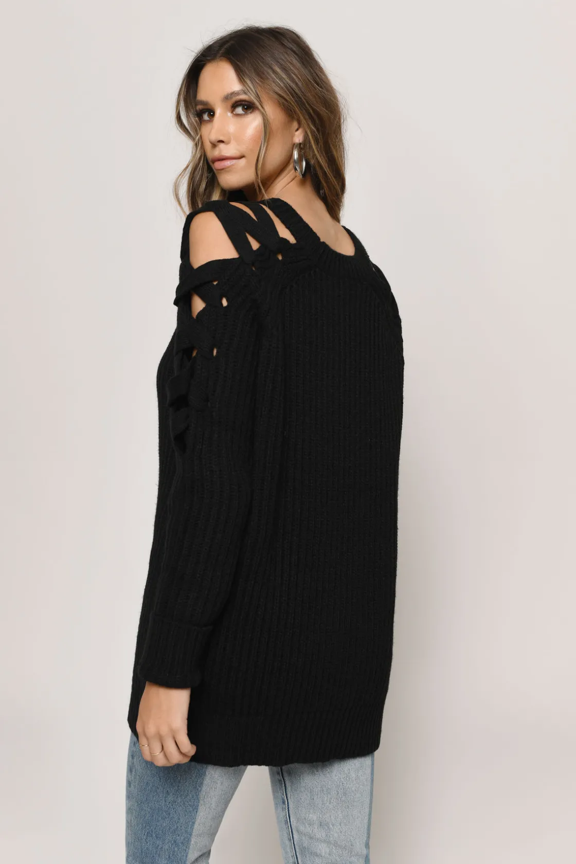 Tobi Vana Cold Shoulder Sweater - Grey