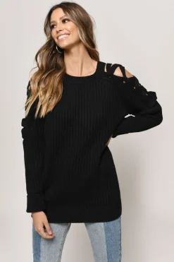Tobi Vana Cold Shoulder Sweater - Grey