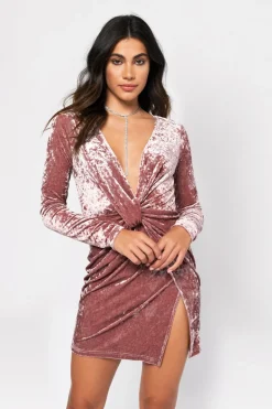 Tobi Velvet Snow Velvet Plunging Mini Dress -