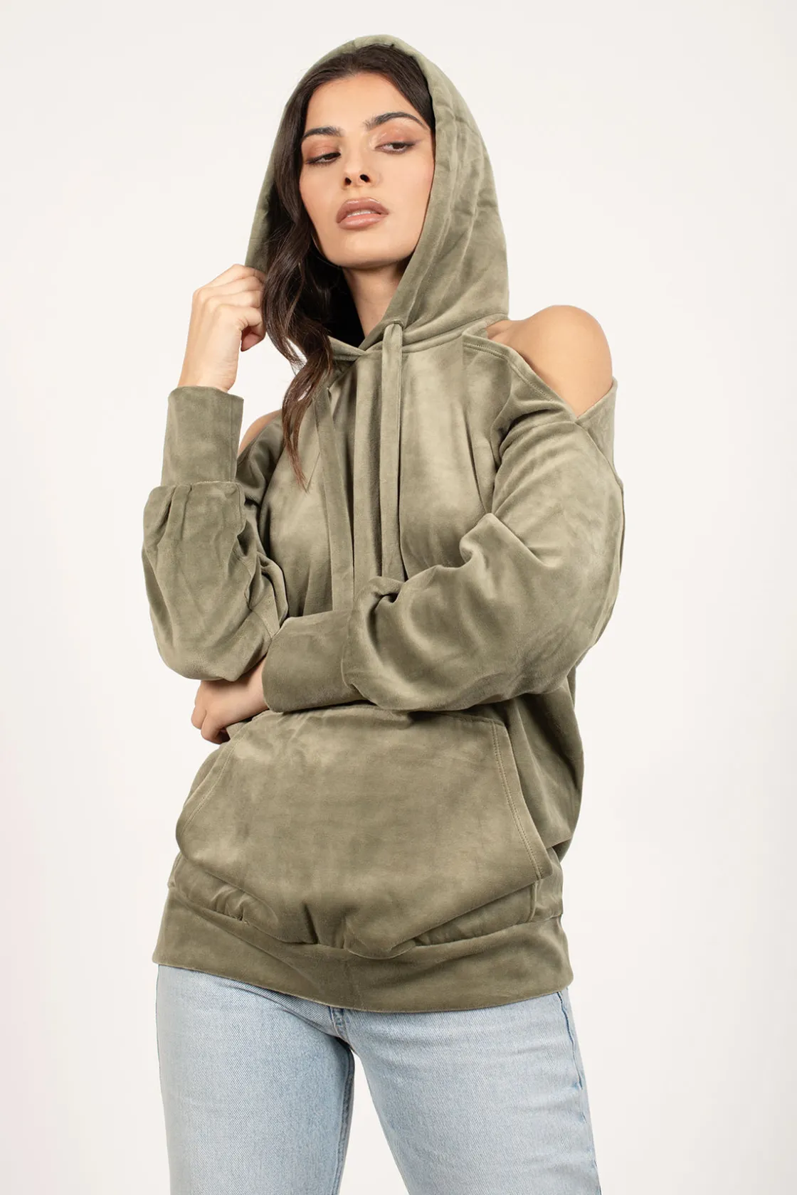 Tobi Veronique Cold Shoulder Hoodie -