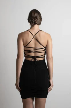 Tobi Vicki Ruched Open Back Mini Dress - Teal