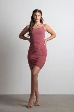 Tobi Vicki Ruched Open Back Mini Dress - Teal