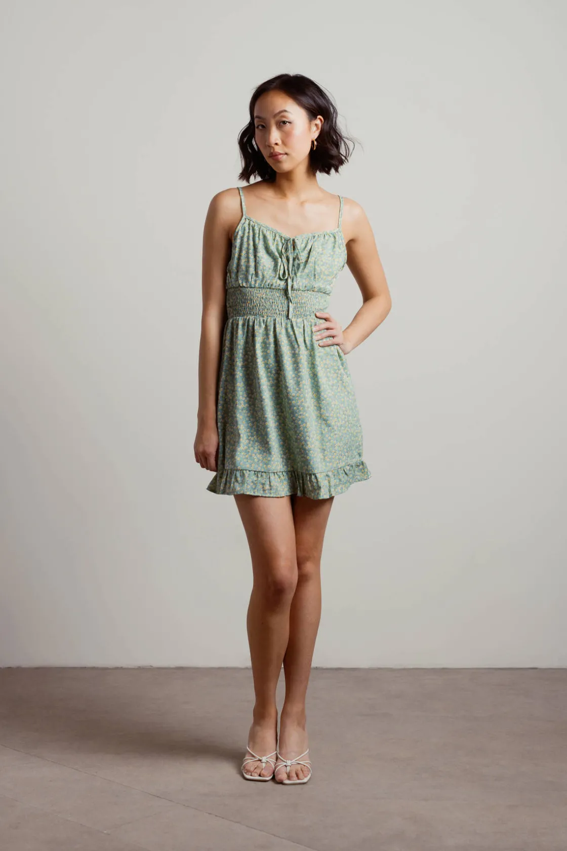Tobi Waiting Around Floral Smocked Mini Dress -