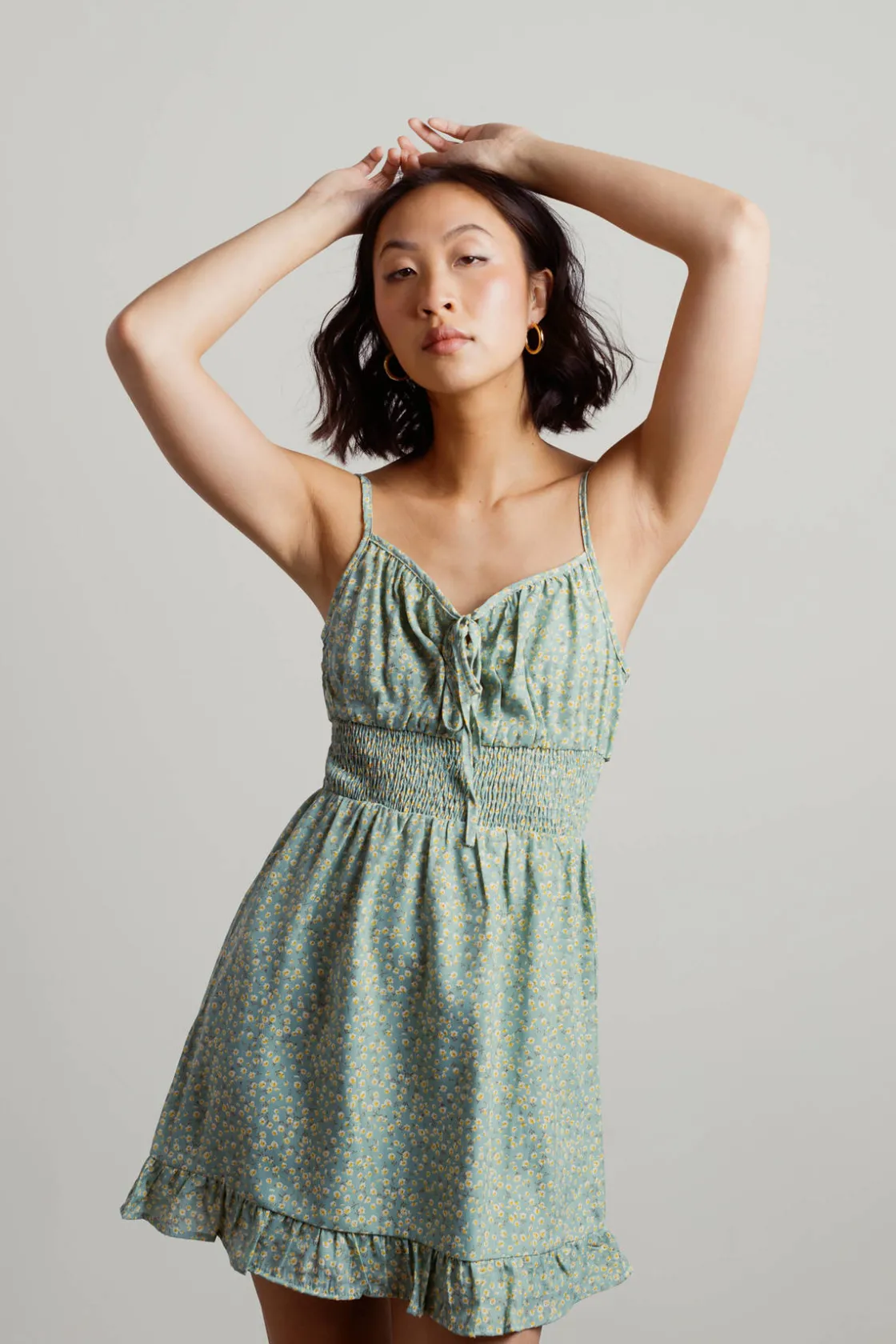 Tobi Waiting Around Floral Smocked Mini Dress -