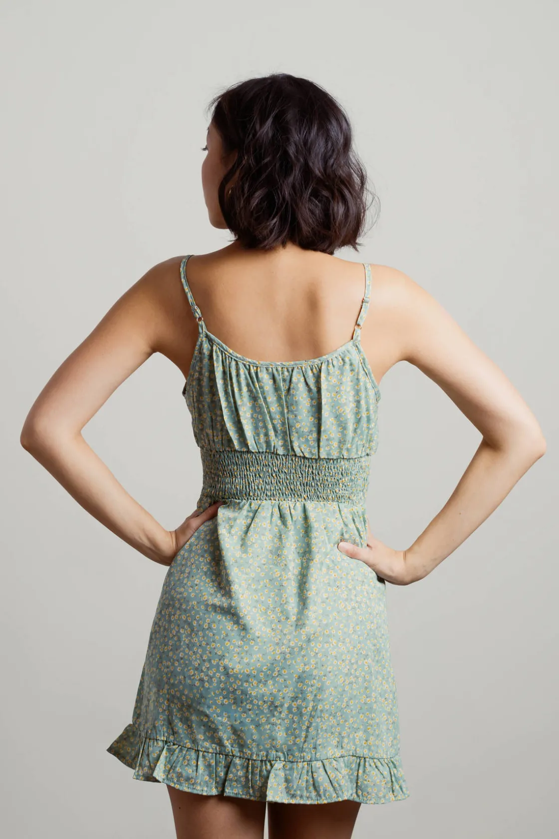 Tobi Waiting Around Floral Smocked Mini Dress -