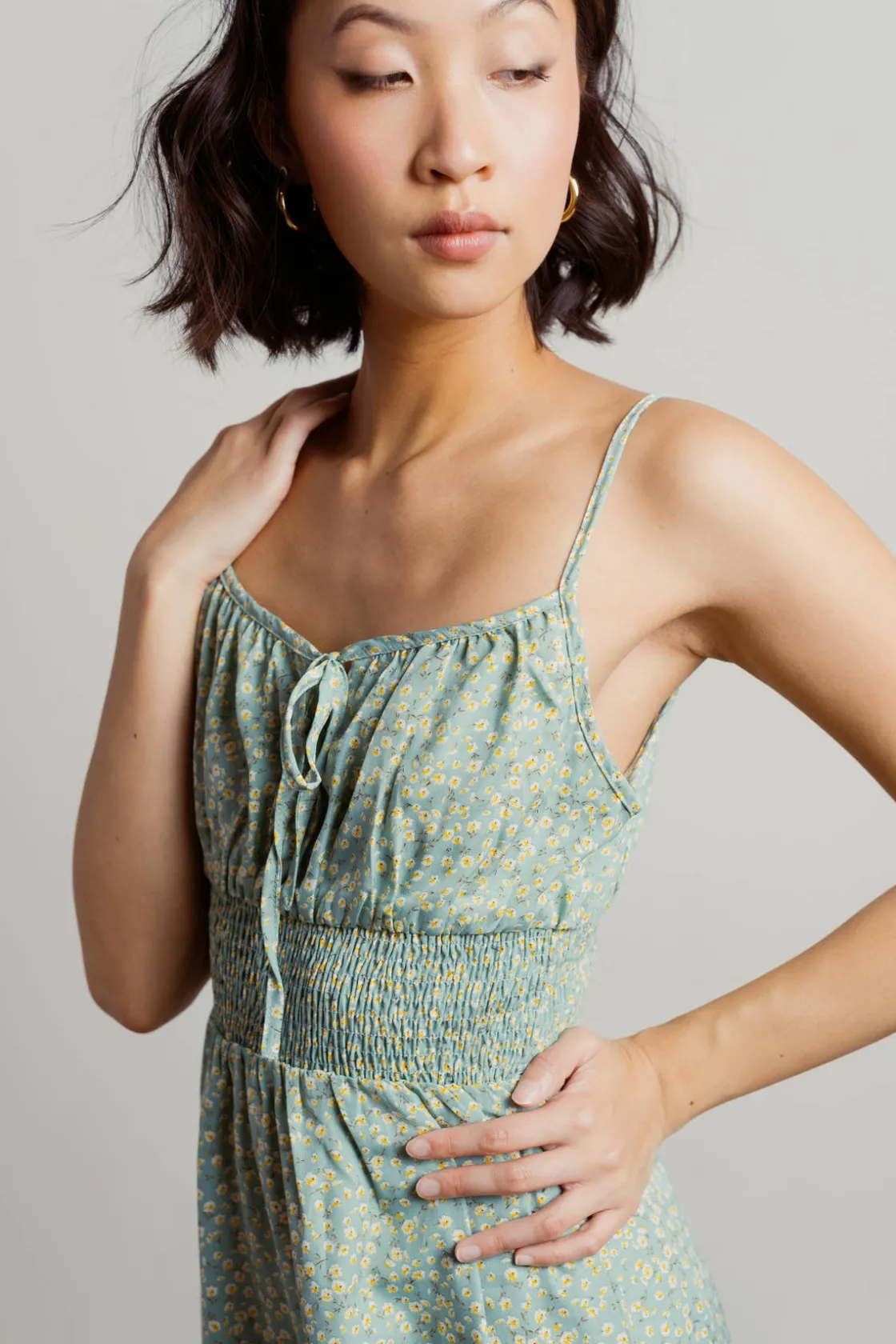 Tobi Waiting Around Floral Smocked Mini Dress -