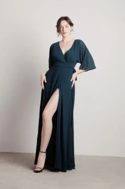 Tobi We Could Be Deep V High Slit Maxi Dress - Ivory