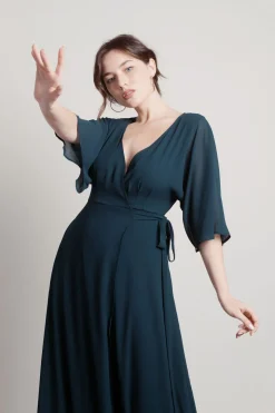 Tobi We Could Be Deep V High Slit Maxi Dress - Ivory