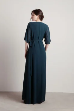 Tobi We Could Be Deep V High Slit Maxi Dress - Ivory