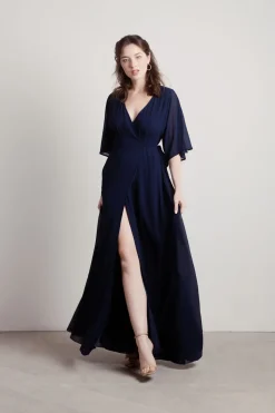Tobi We Could Be Deep V High Slit Maxi Dress - Ivory