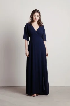 Tobi We Could Be Deep V High Slit Maxi Dress - Ivory