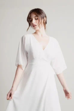 Tobi We Could Be Deep V High Slit Maxi Dress - Ivory