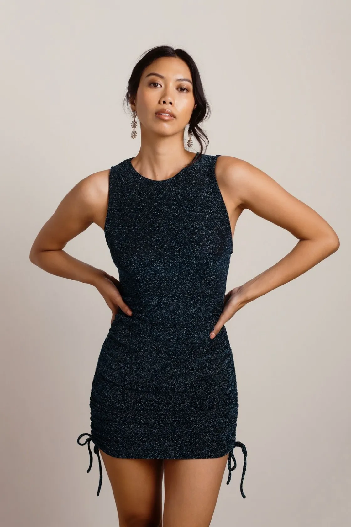 Tobi What You Want Metallic Ruched Mini Dress -