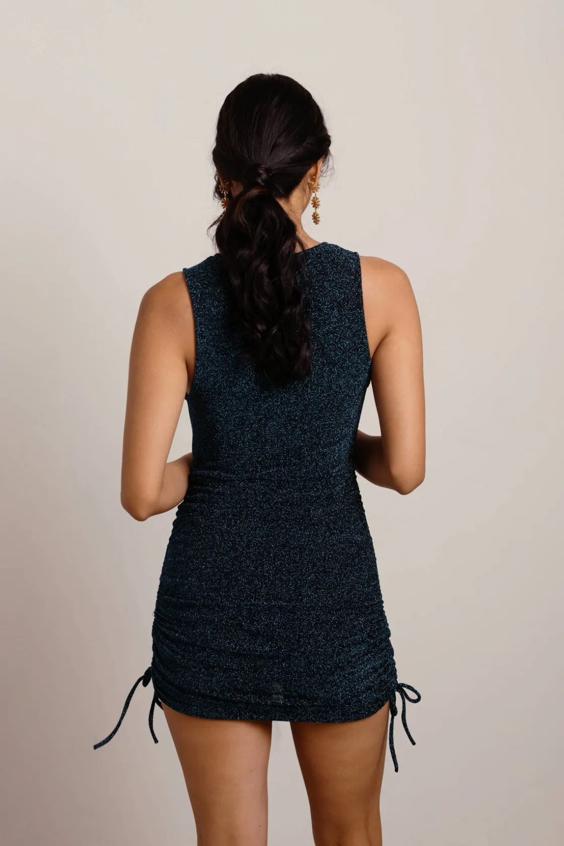 Tobi What You Want Metallic Ruched Mini Dress -