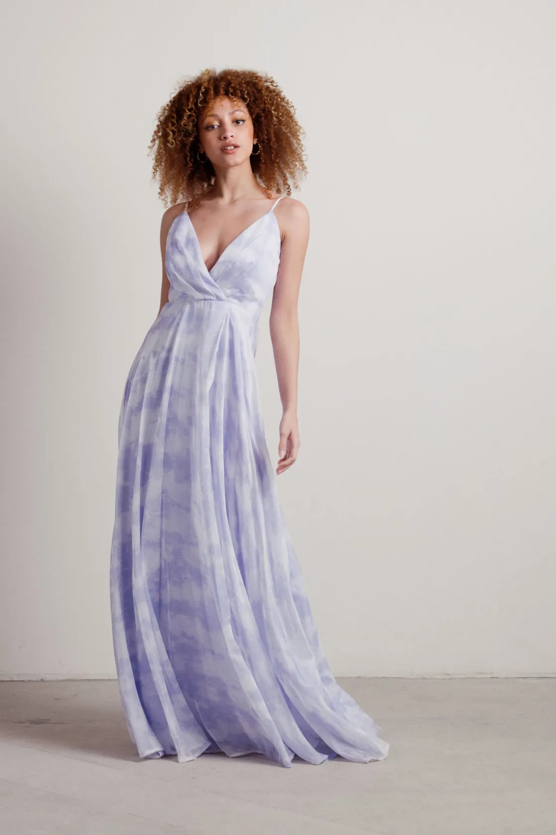 Tobi Whimsical Tie Dye Surplice Maxi Dress -
