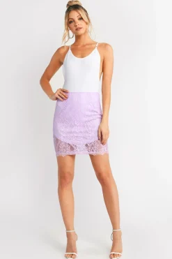 Tobi Whirlwind Romance Lace Mini Skirt - Lavender
