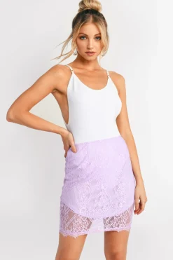 Tobi Whirlwind Romance Lace Mini Skirt - Lavender