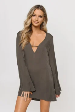 Tobi Whitney Plunging Shift Mini Dress -