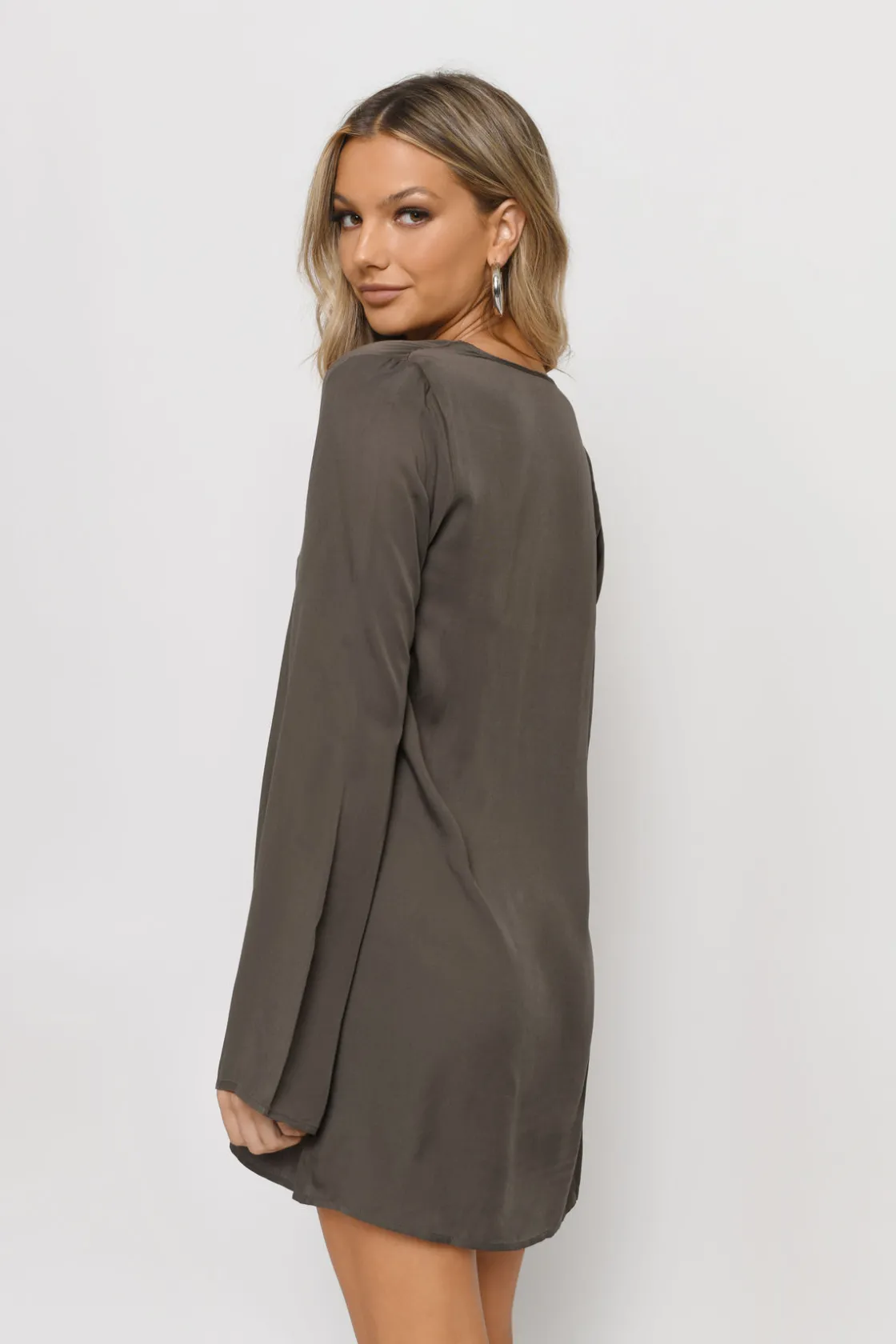 Tobi Whitney Plunging Shift Mini Dress -