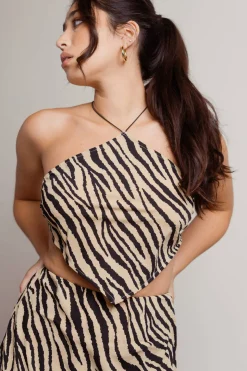 Tobi Wild Ones Zebra Print Crop Top And Mini Skirt Set -