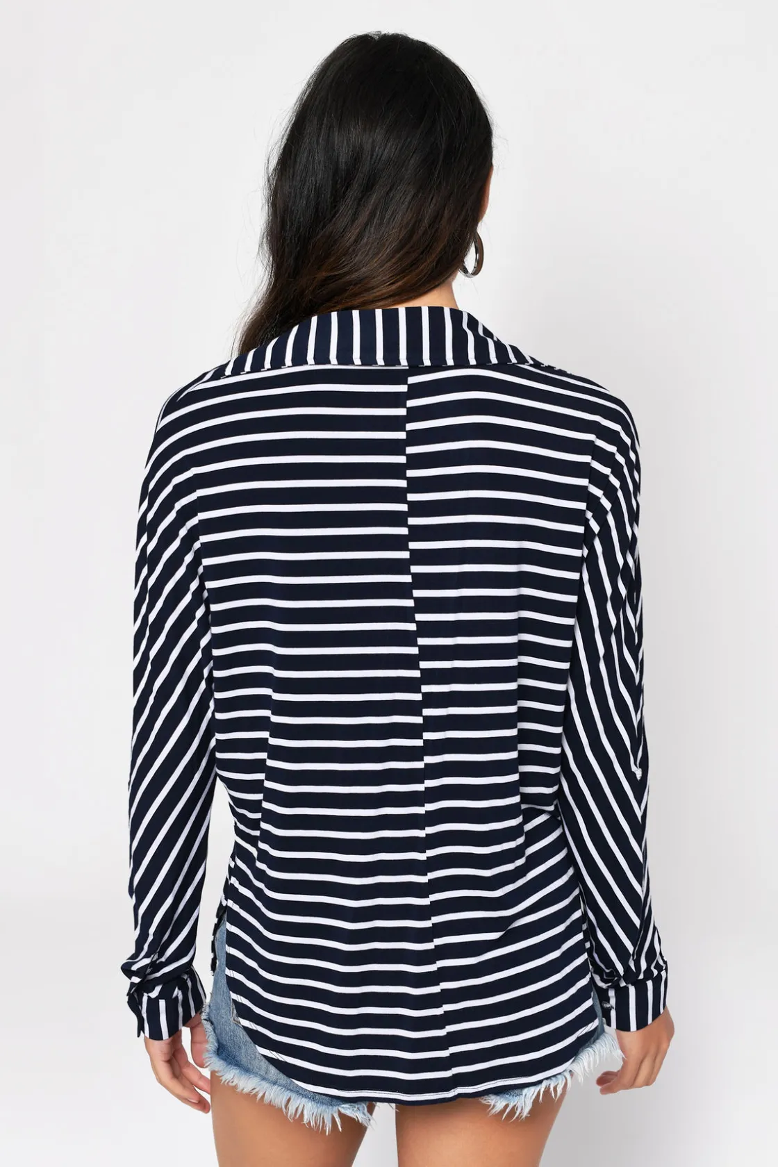 Tobi Working Gal Center Slit Blouse - White And Black