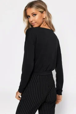 Tobi Wrap City Crop Top - Stone
