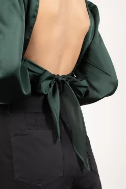 Tobi Xoana Backless Blouse - Emerald