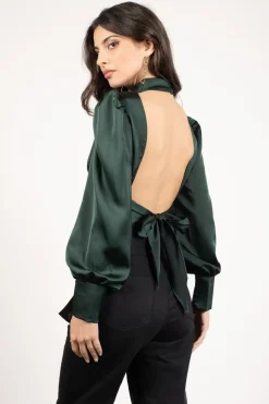 Tobi Xoana Backless Blouse - Emerald