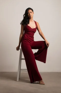 Tobi Yessenia Cross Back Jumpsuit - Wine