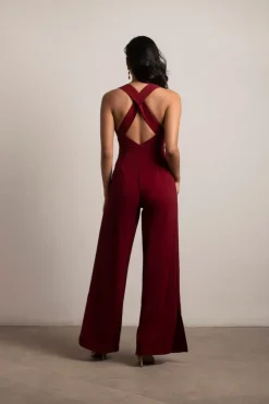 Tobi Yessenia Cross Back Jumpsuit - Wine