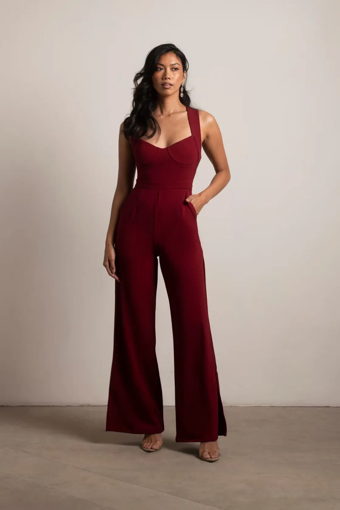 Tobi Yessenia Cross Back Jumpsuit - Wine