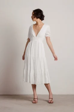 Tobi You Got It Deep V Neck Lurex Midi Dress