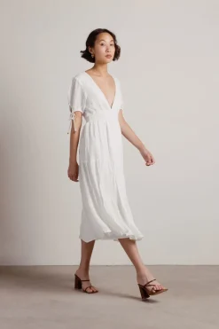 Tobi You Got It Deep V Neck Lurex Midi Dress